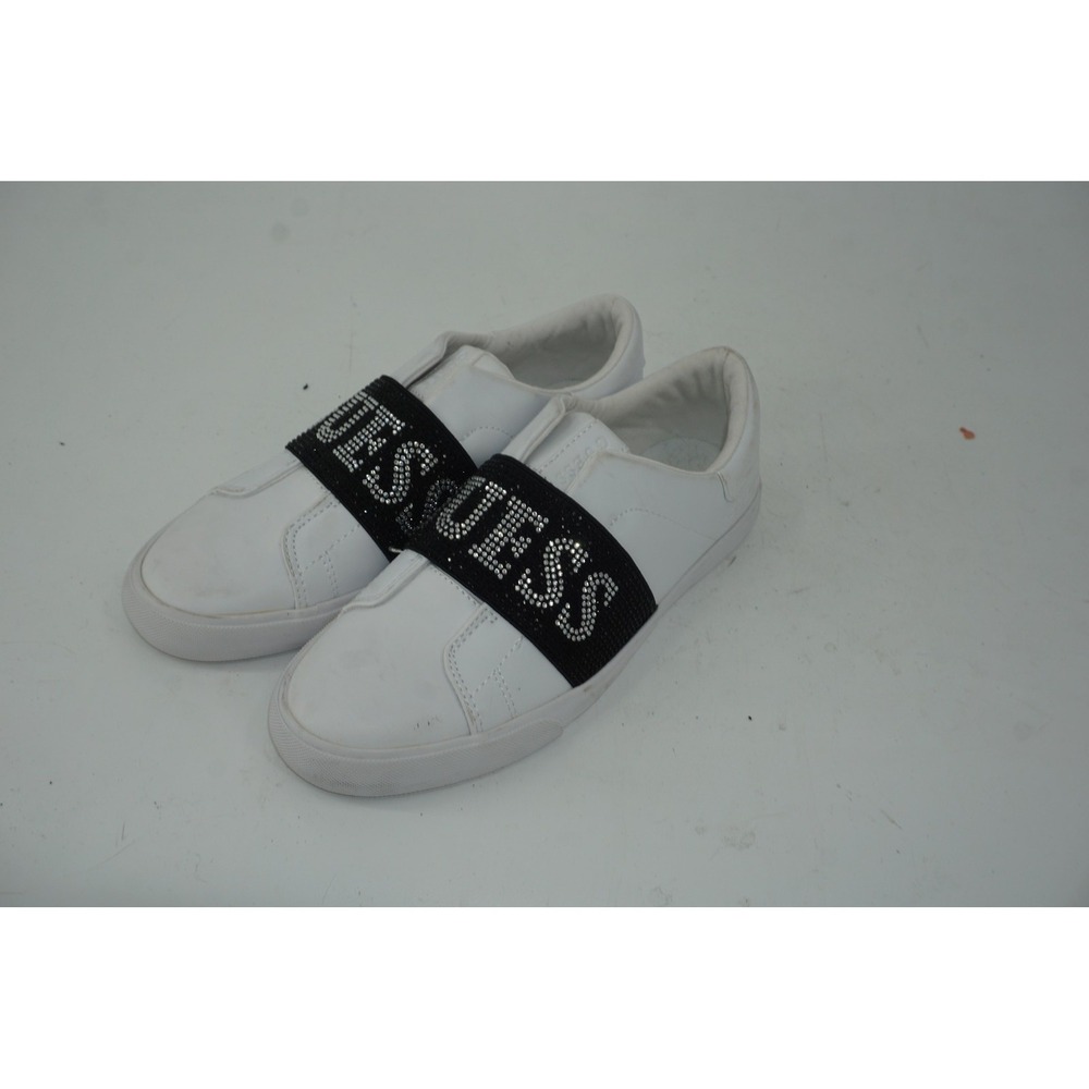GUESS Bright-R Shoes White Slip On Rhinestone Strap‎ Sneakers Women's Size 9.5